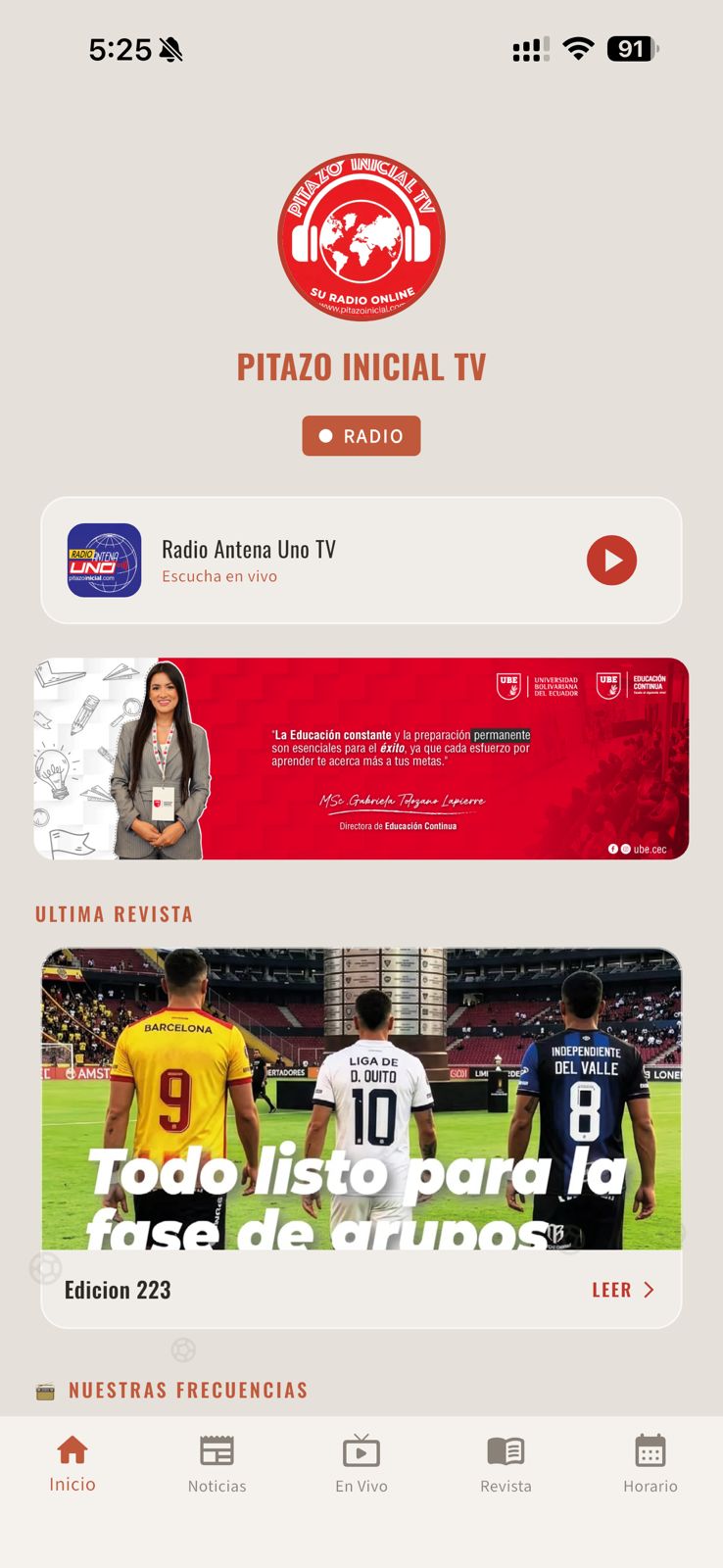App Pitazo Inicial TV en iOS